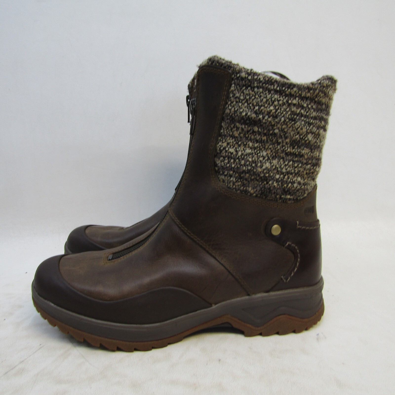 Stivaletti alti alla moda Merrell donna taglia 6 in pelle marrone con zip