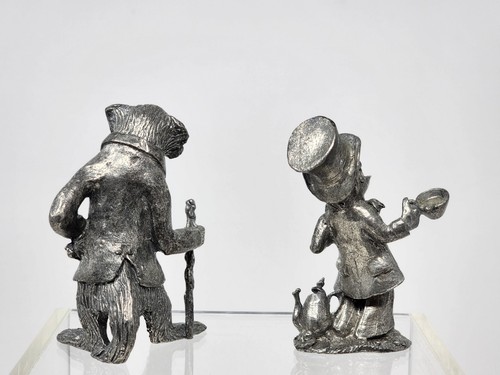 2 Vtg Disney Pewter Figures, Alice In Wonderland Mad Hatter Wind In The Willows - Picture 2 of 6