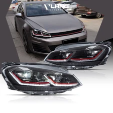 Pair VLAND LED Dual Beam Projector Headlights For VW Golf 7.5 MK7.5 2017-2022