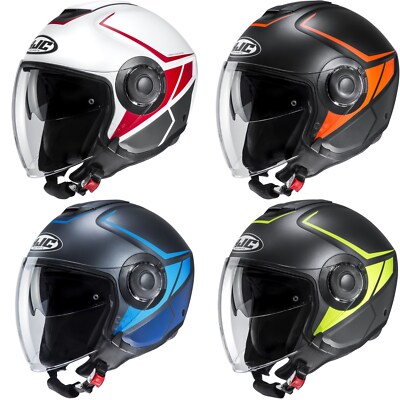 HJC i40 Camet Jethelm mit Visier und mit Sonnenblende Motorrad Helm Roller Helm 