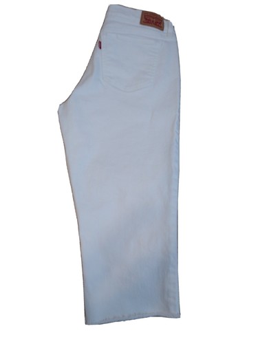 Levis womens white denim raw hem capris 
