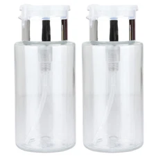 Pana 7 Oz Liquid Push Down Pump Dispenser Bottle with Flip Top Cap - Silver 2pcs