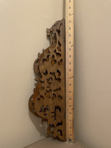 Vintage/Antique Wood Ornate Fold Up 2-Tier Shelf, Made In Japan, Scroll Work - Picture 5 of 7
