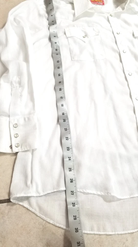 Camisa Western Vintage Ely Plains Para Hombre 16 1/2 33 Blanca A Presión Manga Larga Foto 4 de 4