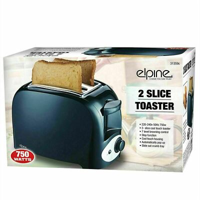 2 Scheiben Schwarz Elektrisch Brot Toaster Doppel Schlitz Toast Wärmer Maschine Krümel 31359c