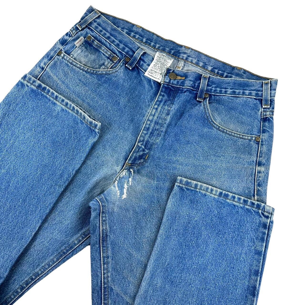 Vintage Carhartt B18 DST Jeans W36 L32, Traditional Fit, Mid Wash Blue (R+TJ636) thumbnail 5