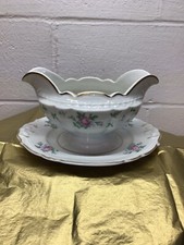 Princess China Tru-Tone Sweet Briar Gravy Boat with Attached Underplate 8in — listing 5