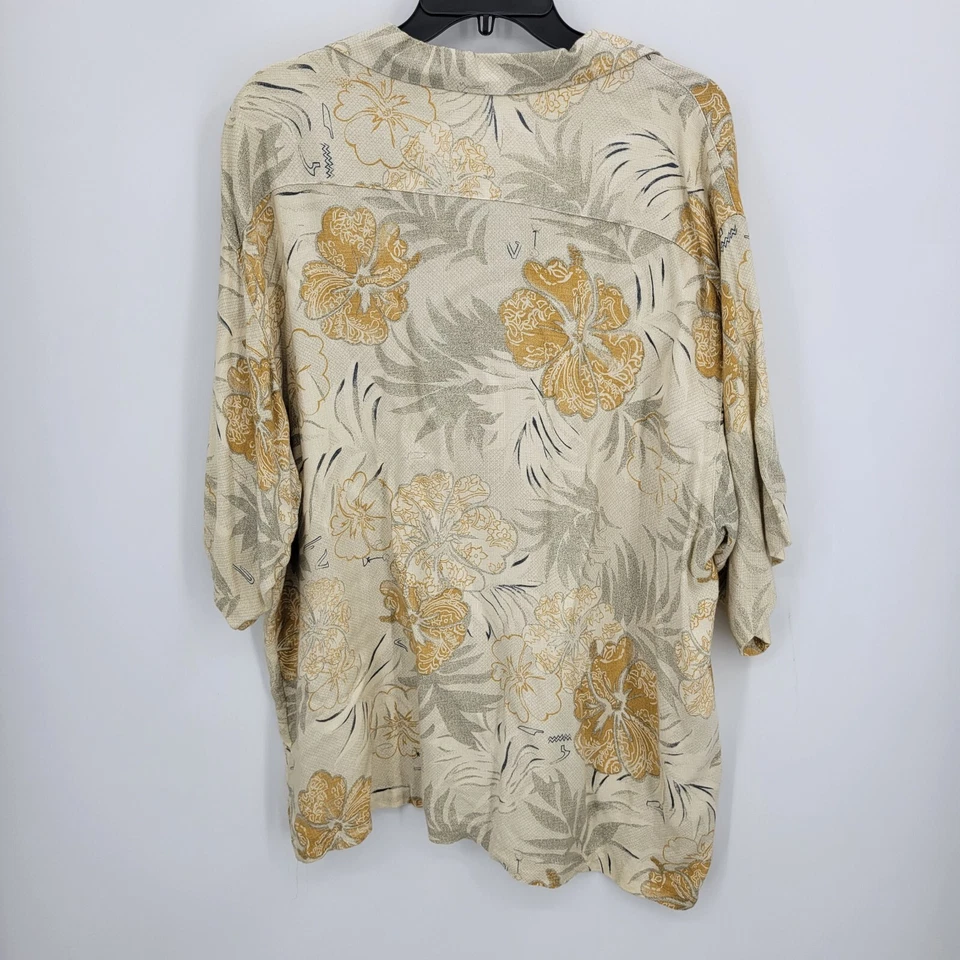 Camisa Hawaiana Fieldmaster Para Hombre Grande Bronceada Amarilla Floral Tropical Manga Corta Foto 2 de 4