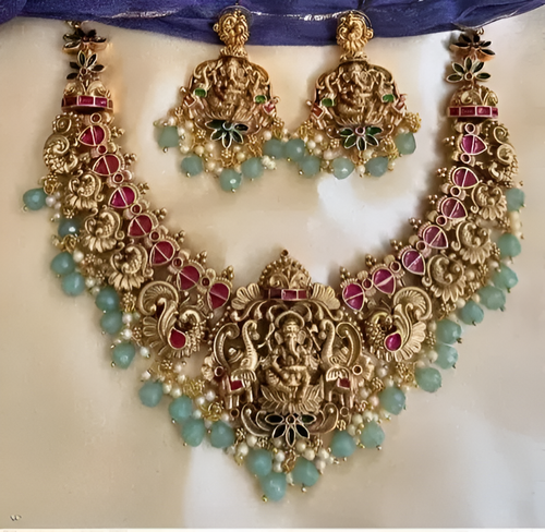 Handcrafted Antique Traditional Gold-Plated South Indian Temple Bridal Jewelry - Picture 6 of 6