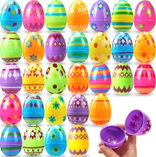 18PCS 3.15" Printed Easter Eggs, Empty Easter Eggs Fillable, Colorful Plastic Eg