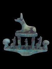 UNIQUE ANTIQUE ANCIENT EGYPTIAN God Anubis Funeral Boat Flight Tour Hieroglyphic
