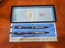 VINTAGE CROSS PEN AND PENCIL SET - 1975 - SILVER / CHROME