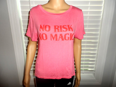 Cute Francesca's dee elly size M pink No Risk No Magic short sleeve shirt