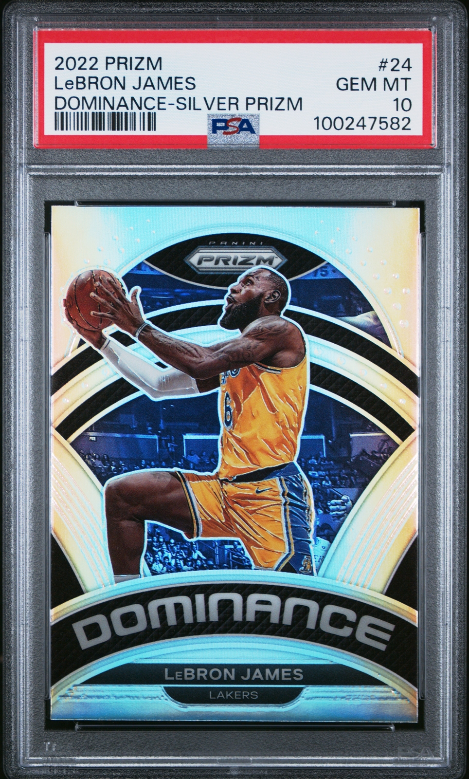 2022 PANINI PRIZM DOMINANCE SILVER PRIZM #24 LEBRON JAMES PSA 10