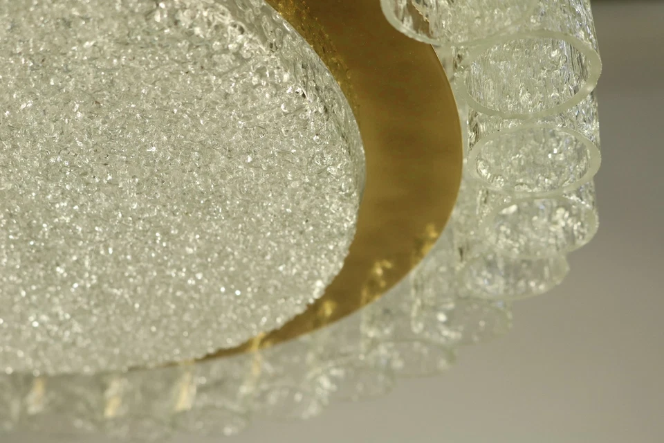 Винтажная стеклянная трубка Doria потолочное крепление заподлицо люстра 1960-е лампа MCM - Изображение 2 из 4