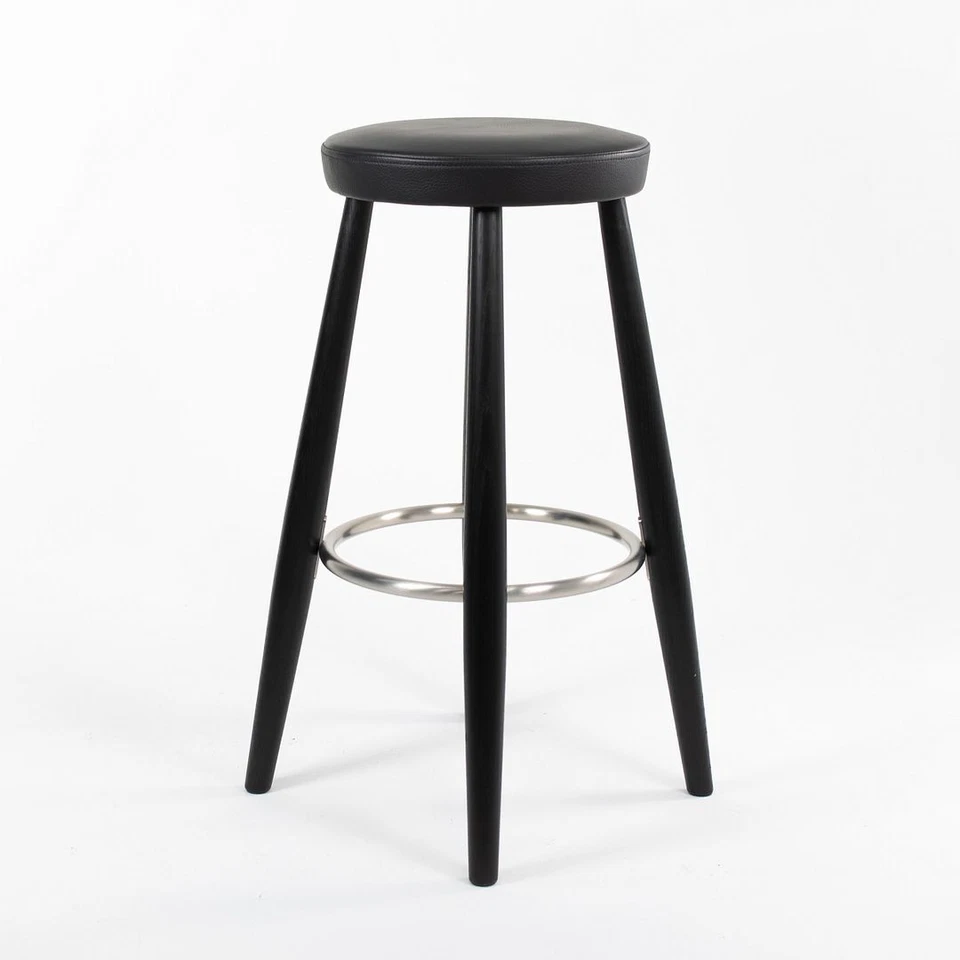 2021 CH56 Bar Stool by Hans Wegner for Carl Hansen & Son in Black Oak & Leather - Image 2 of 4