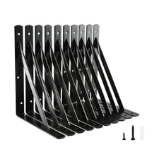 12Pack 12x8 Inch Heavy Duty L Shelf Brackets 90 Degree Metal Floating Shelves