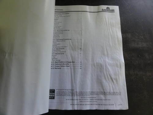 Land Pride BB1248 BB1254 BB1260 BB1266 BB1272 Box Scraper Operators Manual 2017 - Picture 5 of 6
