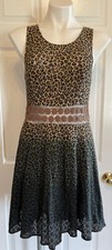 Free People Leopard Ombre Print and Daisy Chain Embroidered Lace Dress Sz 10