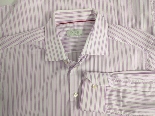 ETON Sweden camicia elegante uomo viola a righe 17,5 euro taglia 44 - Foto 5 di 6