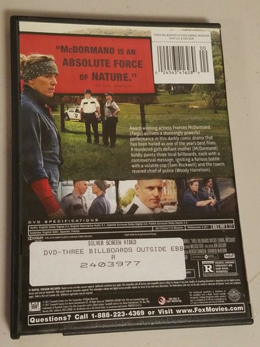 Three Billboards Outside Ebbing, Missouri (DVD, 2018) Frances McDormand - Picture 2 of 3