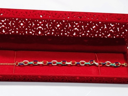 Armband/Fußkettchen Damen/Mädchen 18 kt vergoldet Regenbogenfarben anlaufgeschützt