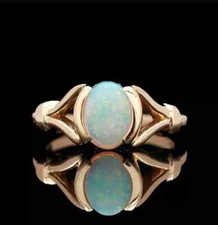 Oval Lab Created Opal Women Engagement Wedding Solitaire Ring 14K Yellow Plated