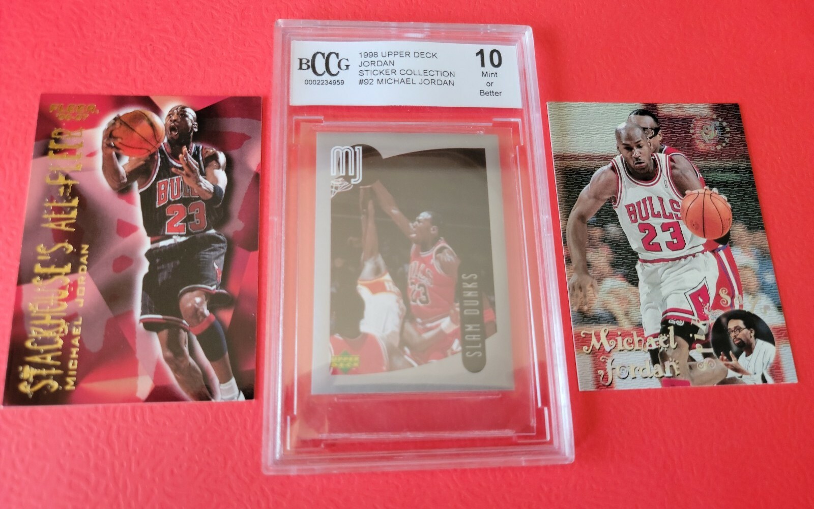 MICHAEL JORDAN STICKER GRADED 10 MINT+ CARD +199697 FLEER & STADIUM