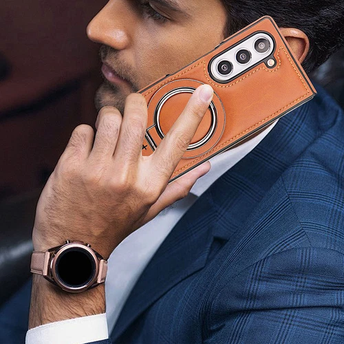 Luxury Leather Magnetic Invisible Stand Shockproof Case for Samsung Z Fold 6/5/4 - Photo 8 sur 22