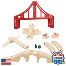 Wooden Train Bridges, Crossing Track Bridge, Wooden Train Track Accessories,
