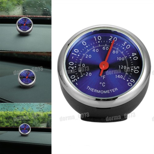 Mini Car Interior Thermometer Dashboard Quartz Clock Universal Auto