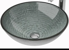 Vigo VGT839 Linus 16-1/2" Glass Vessel Bathroom Sink - Chrome