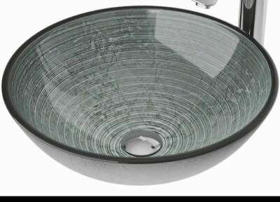 Vigo VGT839 Linus 16-1/2'' Glass Vessel Bathroom Sink - Chrome