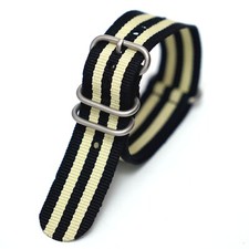 Cinturino Orologio Subacqueo 20mm ZULU Nero Crema Nylon Qualità Resistente
