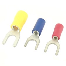 Insulated Fork Crimp Terminals Red Blue & Yellow.