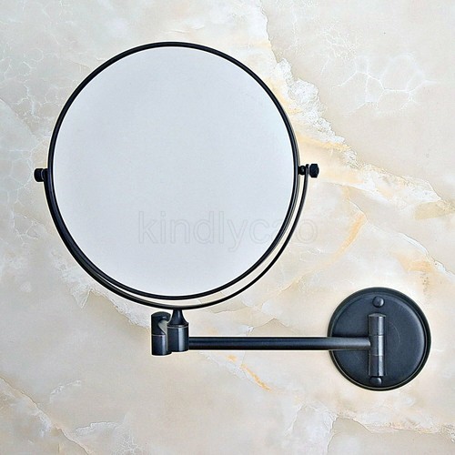 Black Brass Magnifying Makeup Mirror Wall Mounted Double Sided Bathroom Mirrors - Picture 7 of 9