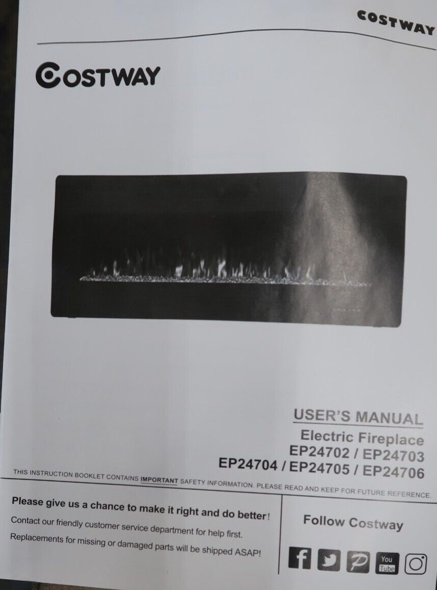 Costway 36 u0026#034; Electric Fireplace Recessed u0026amp;Wall Mounted 750W/1500W  | eBay