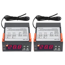 2x Digital Temperature Controller STC-1000 Thermostat w/ NTC Sensor AC 110V 220V