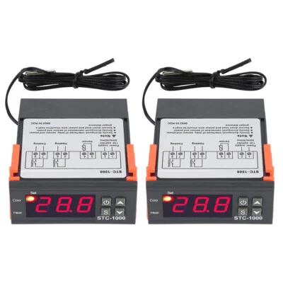 2x Digital Temperature Controller STC-1000 Thermostat w/ NTC Sensor AC 110V 220V