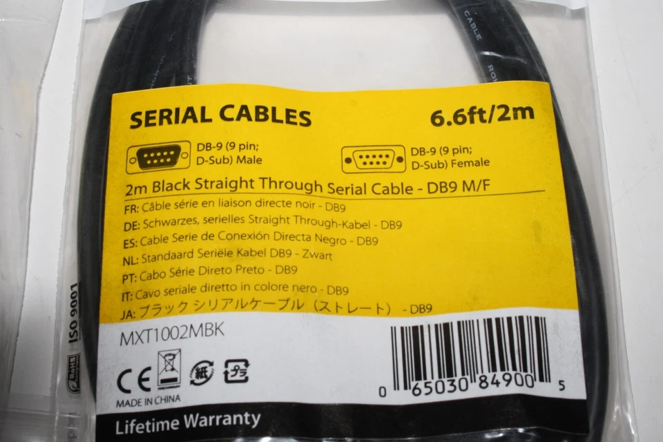 SET OF 4 BLACK STRAIGHT THROUGH SERIAL CABLE -DB9 M/F-FREE UK MAINLAND DELIVERY - Image 2 of 4