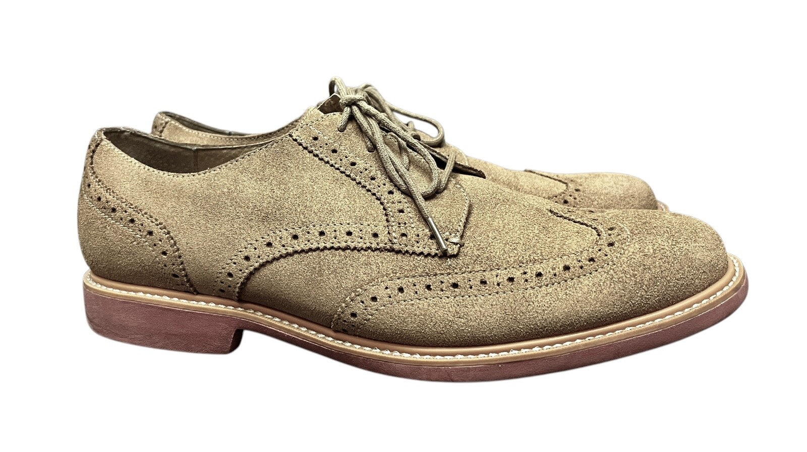SAOLA Scarpe Cole Haan Grand OS uomo 10 M pelle scamosciata marrone chiaro punta alare derby Oxford