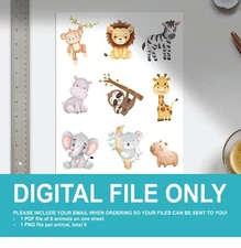 Jungle Animal Monkey Capybara Print Design PNG Transparent Digital Art