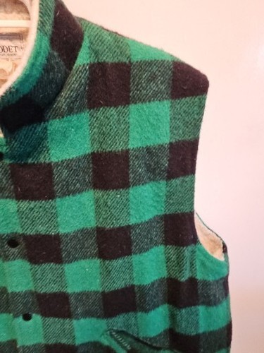 Vtg Codet Green Plaid Wool Sherpa Lined Hunting Field Vest Hunting Mens XL Snap - Picture 6 of 7