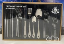 Disney Parks 24 Piece Satin Flatware Set Mickey Mouse Icon Silverware NEW