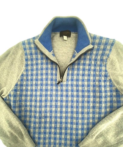 Thomas Dean Retro Sweater Extra Fine Merino Wool Gingham Check Mens Large - Picture 6 of 11