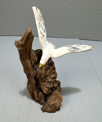 Hand Carved Wood Hand Painted Sea Gull Bird Figurine on Driftwood?