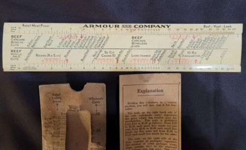 PANZER UND FIRMA EINZELHANDEL FLEISCHPREISER CELLULOID RECHENSCHIEBER 1932 und 1933 - Bild 2 von 5