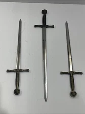Excalibur Mini Stainless Steel 3 Swords Letter Openers Wall Decor 17.5” & 14”