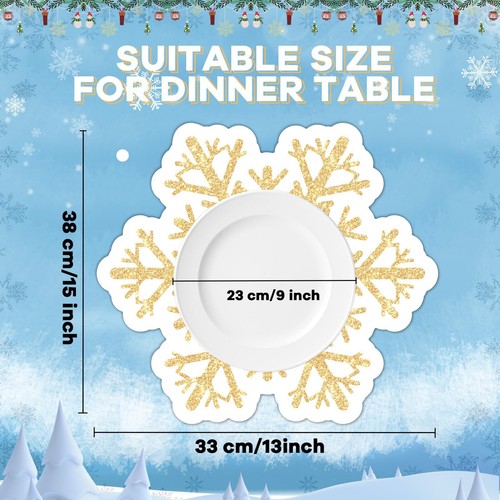 Christmas Snowflake Placemats Table Placemats Set Of 6 Plastic Seasonal Winter T - Picture 2 of 7