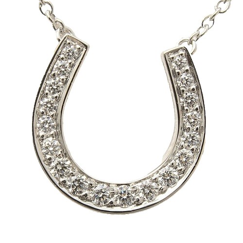Star Jewelry K18WG Diamond Pendant Necklace 0.05ct Horse Shoe